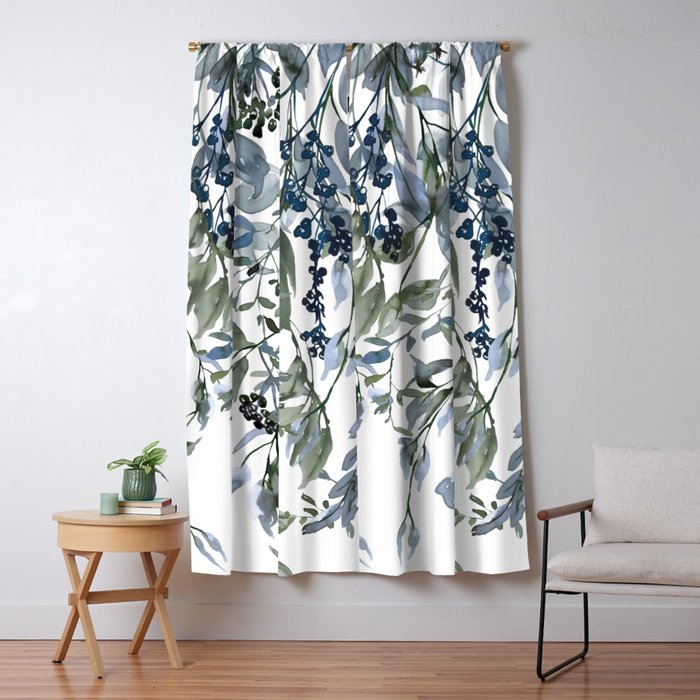 Watercolor Leaves Floral Prints Window Curtain Gallery Image 5