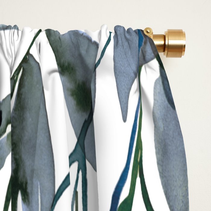 Watercolor Leaves Floral Prints Window Curtain Gallery Image 2