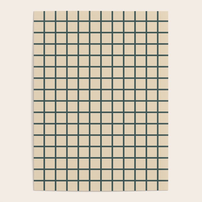 Green On Cream Grid Poster Gallery Image 1