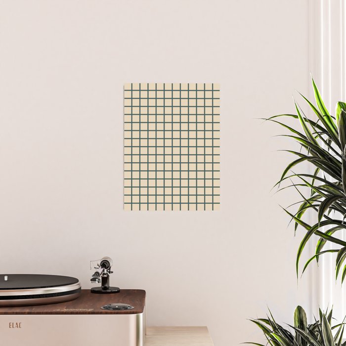 Green On Cream Grid Poster Gallery Image 2