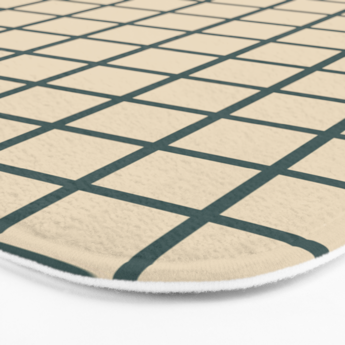 Green On Cream Grid Bath Mat Gallery Image 3