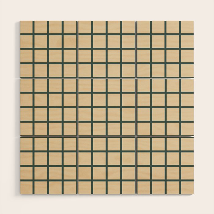 Green On Cream Grid Wood Wall Art Gallery Image 1
