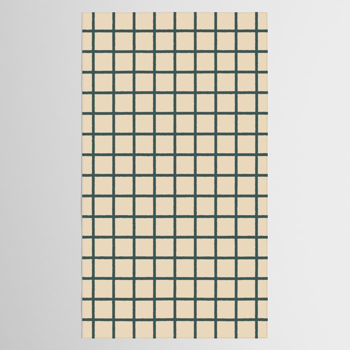 Green On Cream Grid Tablecloth Gallery Image 2