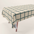 Green On Cream Grid Tablecloth Gallery Image 1