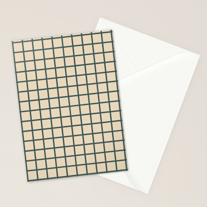 Green On Cream Grid Stationery Card Gallery Image 2