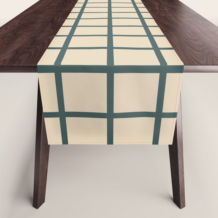 Green On Cream Grid Table Runner Gallery Image 1