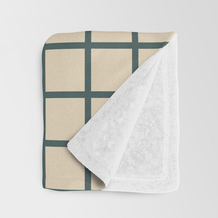 Green On Cream Grid Throw Blanket Gallery Image 3