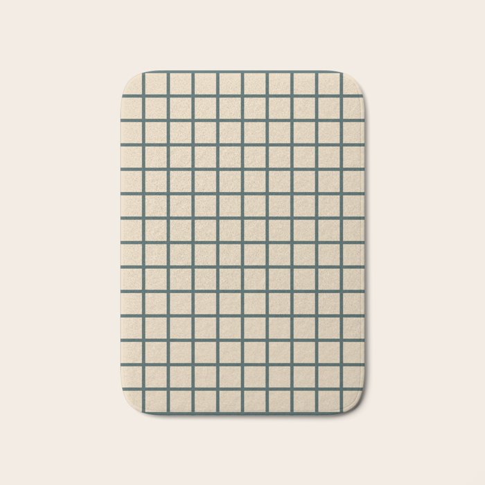 Green On Cream Grid Bath Mat Gallery Image 1