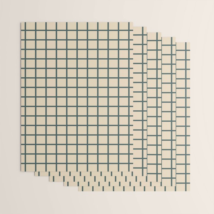 Green On Cream Grid Wrapping Paper Gallery Image 3