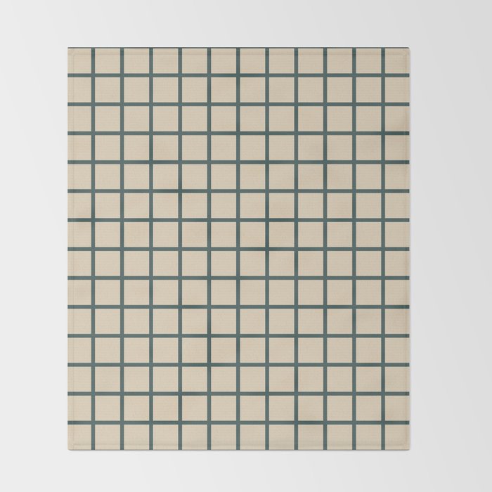 Green On Cream Grid Throw Blanket Gallery Image 2