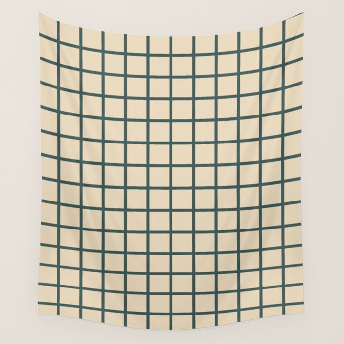 Green On Cream Grid Wall Tapestry Gallery Image 4