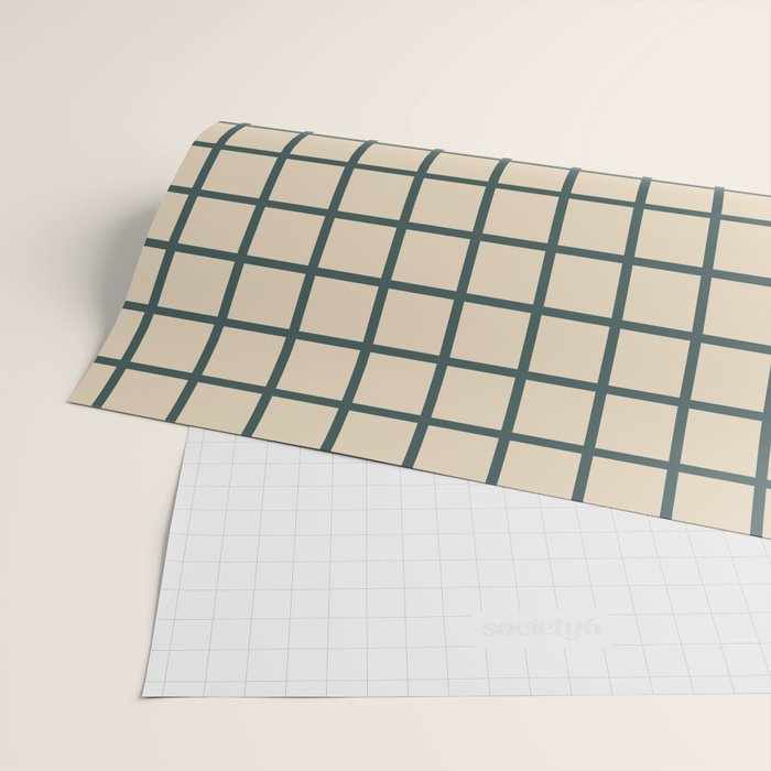 Green On Cream Grid Wrapping Paper Gallery Image 2