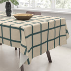 Green On Cream Grid Tablecloth Gallery Image 3