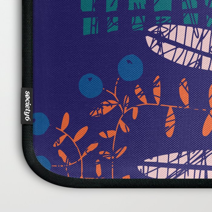 Block print bold flower blue Laptop Sleeve Gallery Image 3