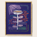Block print bold flower blue Serving Tray Gallery Image 1