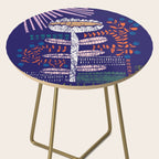 Block print bold flower blue Side Table Gallery Image 2