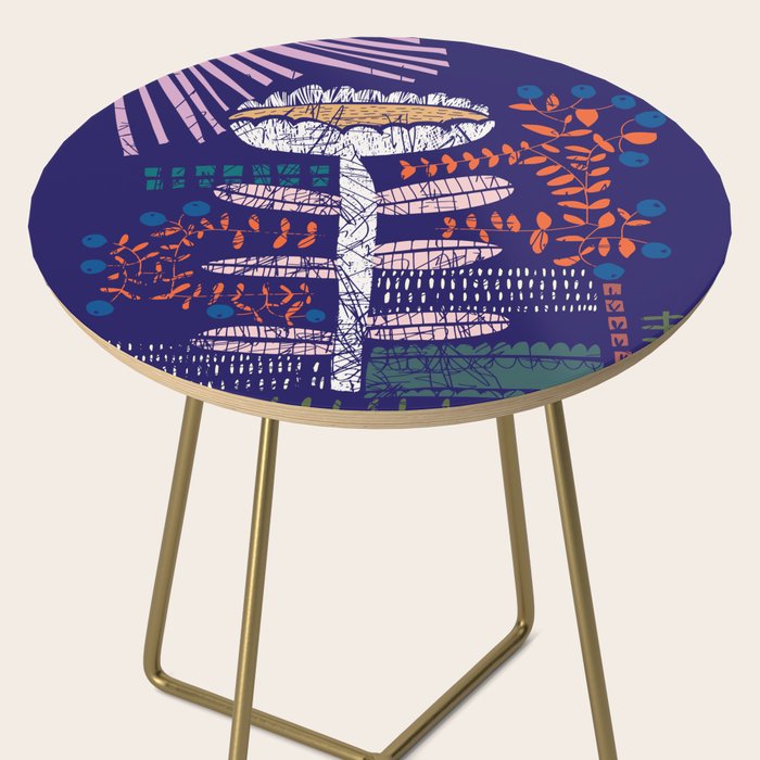Block print bold flower blue Side Table Gallery Image 2
