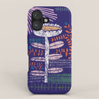 Block print bold flower blue iPhone Case Gallery Image 1