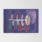 Block print bold flower blue Rug Gallery Image 2