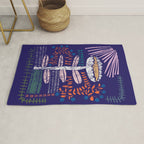 Block print bold flower blue Rug Gallery Image 1
