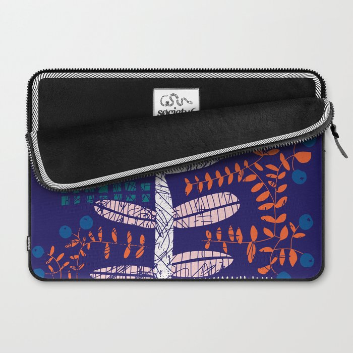 Block print bold flower blue Laptop Sleeve Gallery Image 2