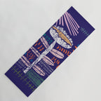 Block print bold flower blue Yoga Mat Gallery Image 1