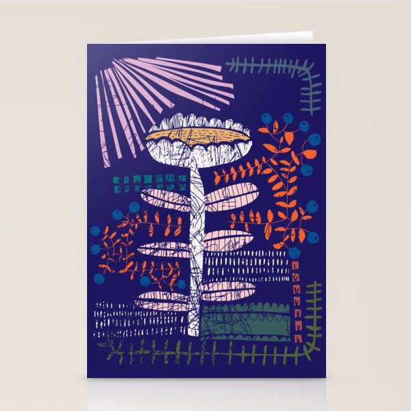 Block print bold flower blue Stationery Card Gallery Image 2