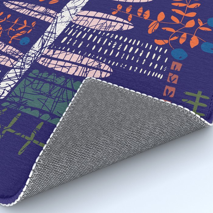 Block print bold flower blue Rug Gallery Image 4