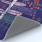 Block print bold flower blue Rug Gallery Image 4