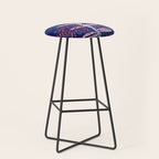 Block print bold flower blue Stool Gallery Image 1