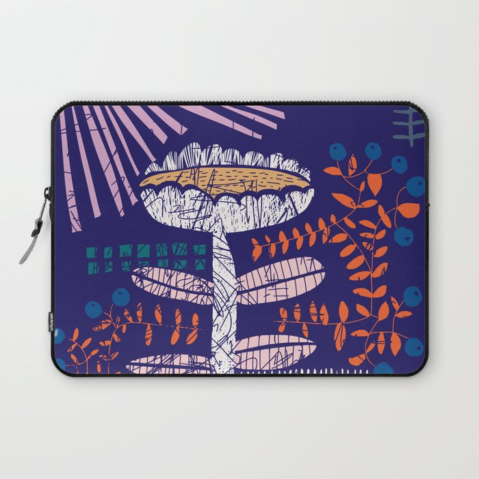 Block print bold flower blue Laptop Sleeve Gallery Image 1