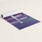 Block print bold flower blue Yoga Mat Gallery Image 2