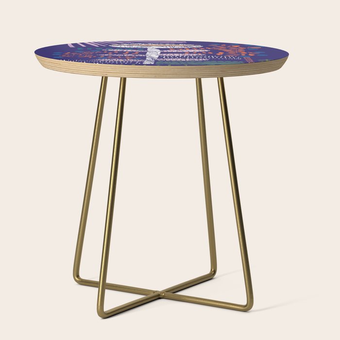 Block print bold flower blue Side Table Gallery Image 1