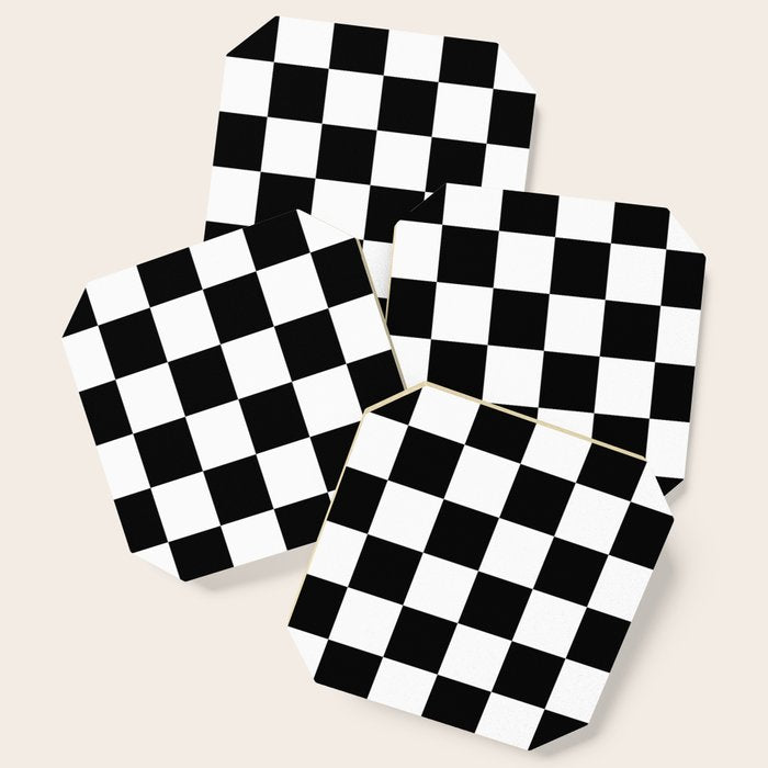 Checkered (Black & White Pattern) Coaster Gallery Image 1