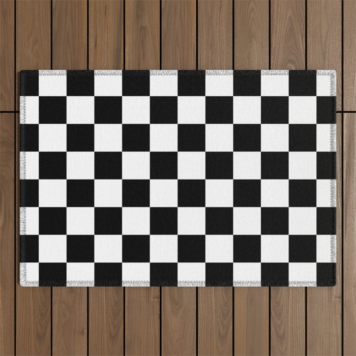 Checkered (Black & White Pattern) Outdoor Rug Gallery Image 1