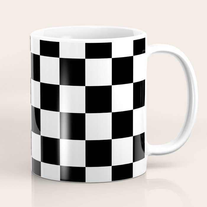 Checkered (Black & White Pattern) Coffee Mug Gallery Image 1