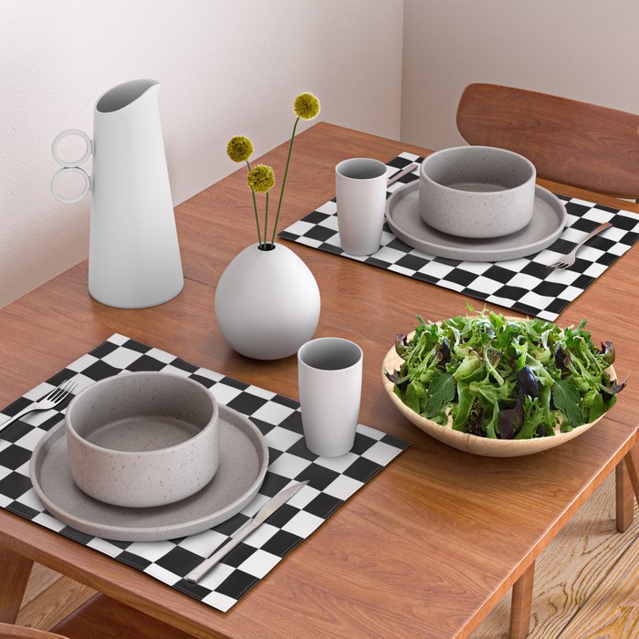 Checkered (Black & White Pattern) Placemat Gallery Image 2
