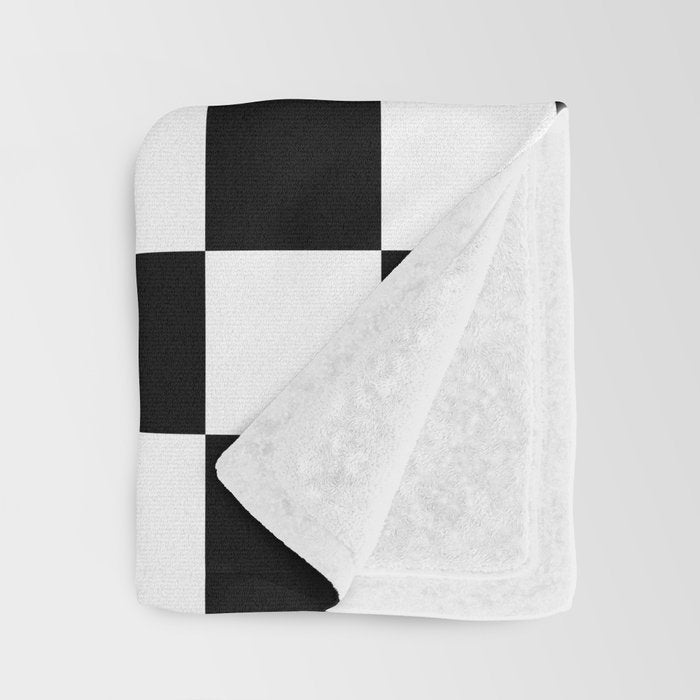 Checkered (Black & White Pattern) Throw Blanket Gallery Image 3