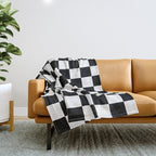 Checkered (Black & White Pattern) Throw Blanket Gallery Image 1