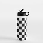 Checkered (Black & White Pattern) Water Bottle Gallery Image 1