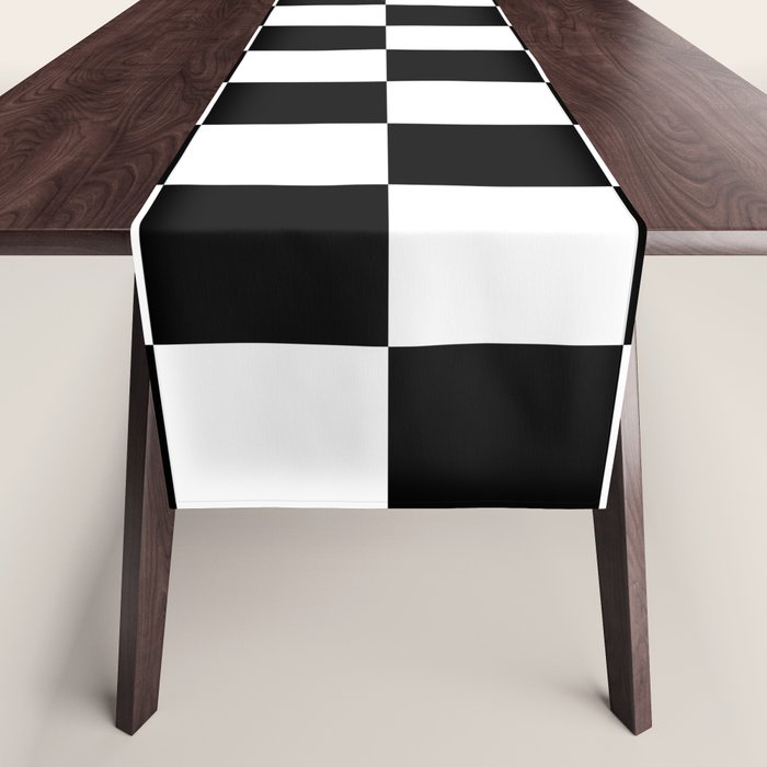 Checkered (Black & White Pattern) Table Runner Gallery Image 1