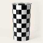 Checkered (Black & White Pattern) Travel Mug Gallery Image 1