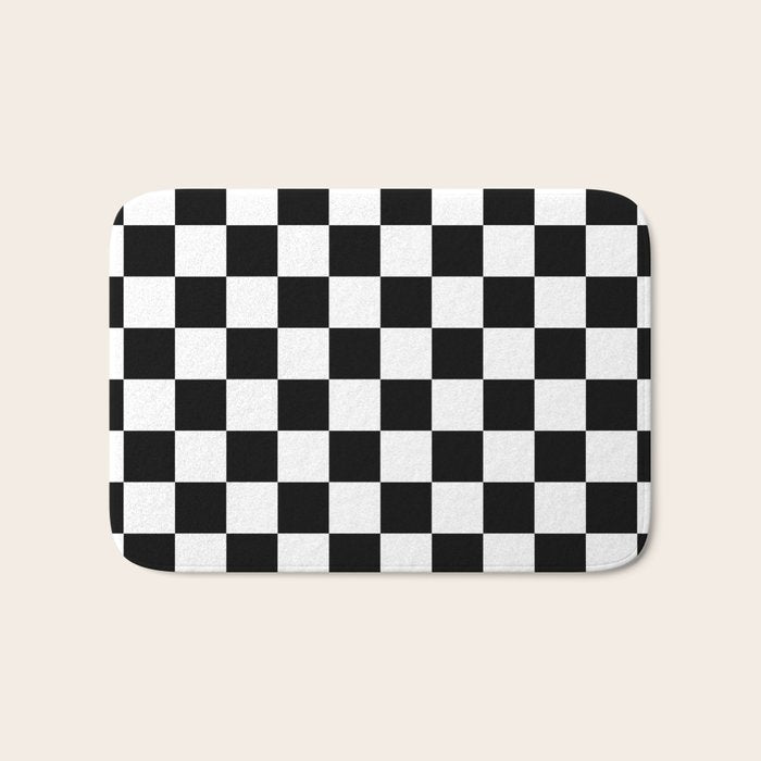 Checkered (Black & White Pattern) Bath Mat Gallery Image 1
