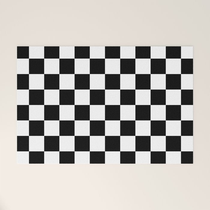 Checkered (Black & White Pattern) Welcome Mat Gallery Image 1