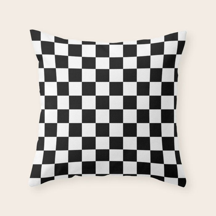 Checkered (Black & White Pattern) Throw Pillow Gallery Image 1