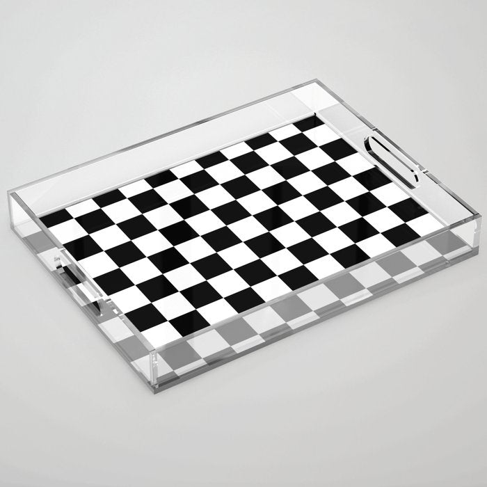 Checkered (Black & White Pattern) Acrylic Tray Gallery Image 1