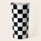 Checkered (Black & White Pattern) Travel Mug Gallery Image 3