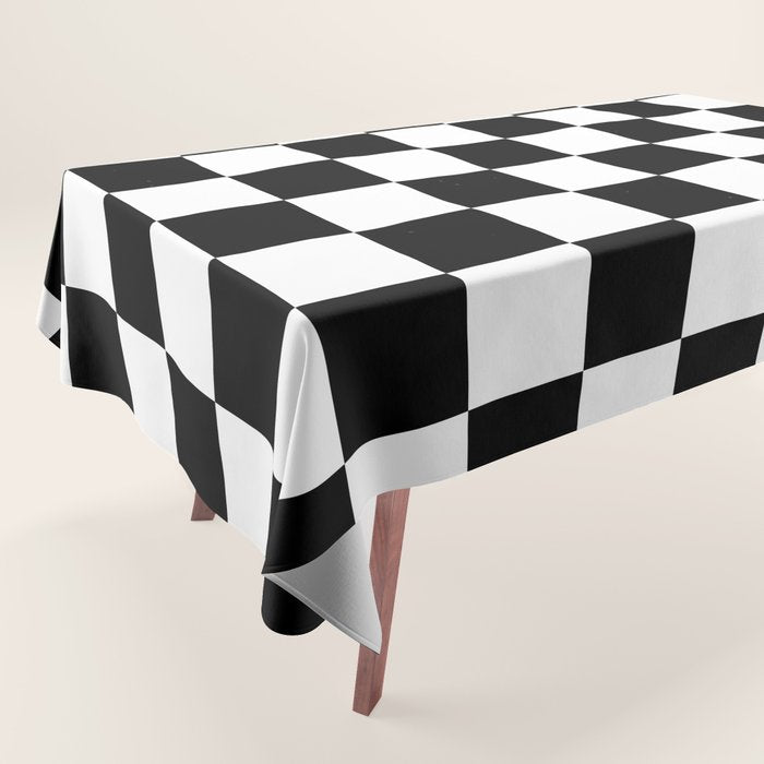 Checkered (Black & White Pattern) Tablecloth Gallery Image 1