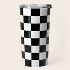 Checkered (Black & White Pattern) Travel Mug Gallery Image 2