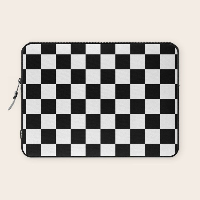 Checkered (Black & White Pattern) Laptop Sleeve Gallery Image 1